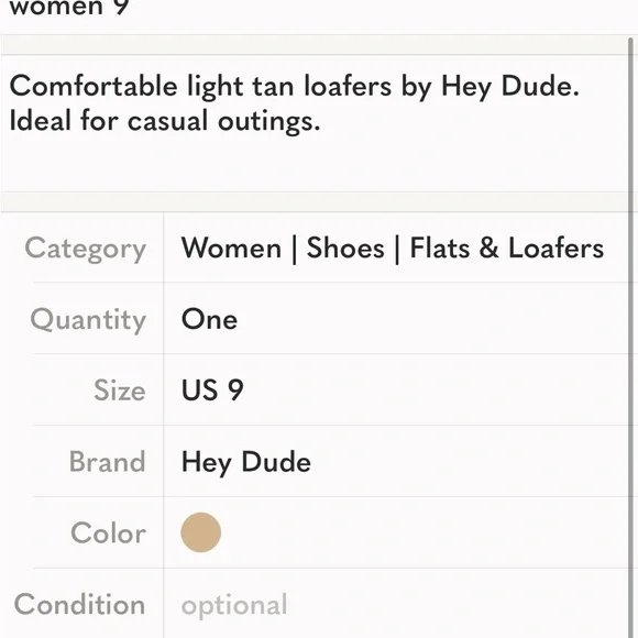 Hey Dude Women's Chambray Shoes - Cream size 9 - Picture 8 of 8